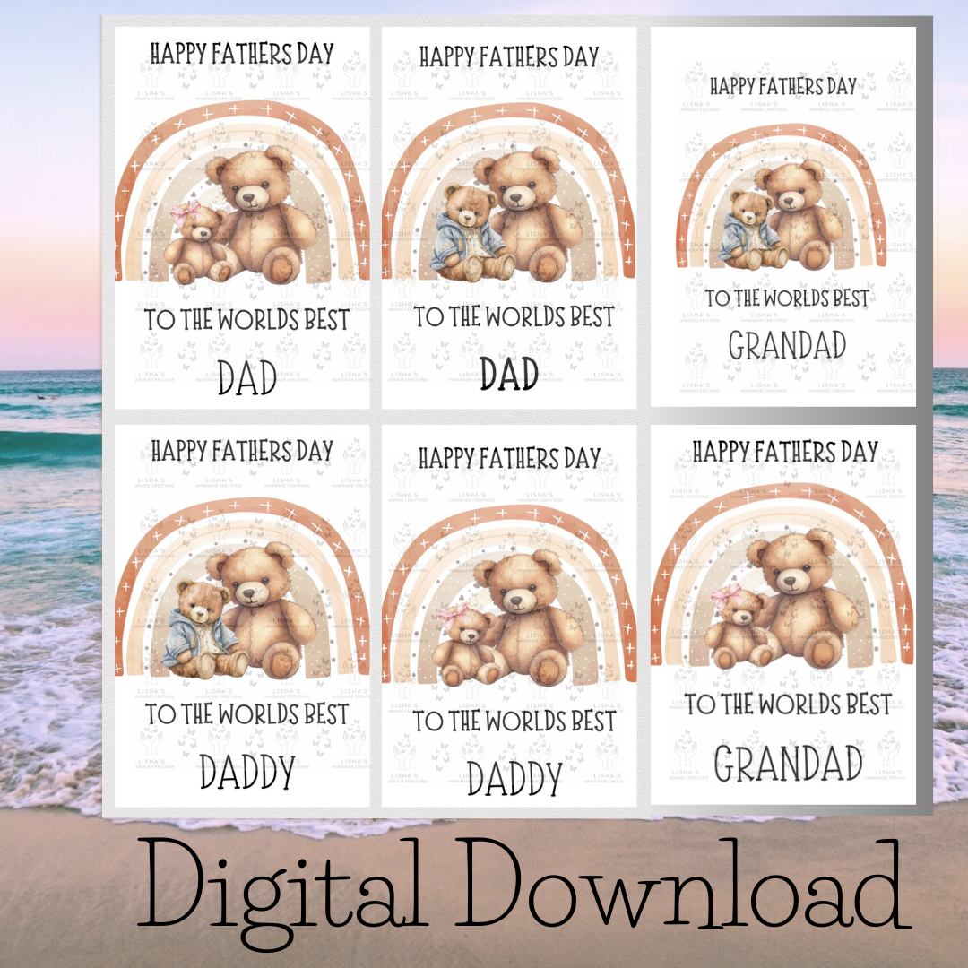Father’s Day & Nursery Bear Rainbow Digital Designs – Daddy, Dad, Grandpa & Graduation Multi-Use PNG Set