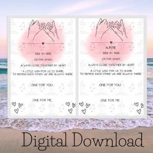 Family Wish Bracelet Backing Card  Design – Double Blank “Side by Side” Printable