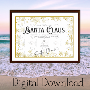 Santa Nice List Certificate  Snowflake– Christmas Scratch Reveal Digital Download