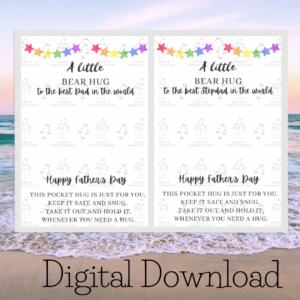 Father’s Day Bear Hug Backing  Cards – Dad, Stepdad, Daddy & Grandad Pocket Hug Prints